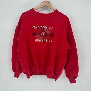 Youngstown State University Red Sweatshirt Size Large Vintage 90s Y2K College
